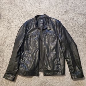 Mens Faux Black Leather Jacket - Rock and Republic